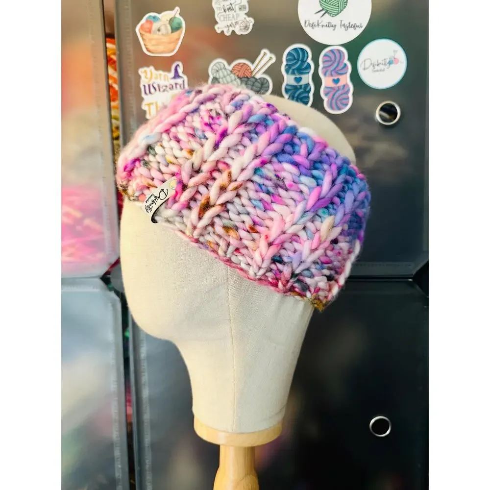 Hand Knit Merino Wool Headband: Scrappy Knit Earwarmer